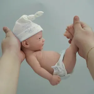 Mire & Mire Reborn Baby Dolls 12"" Boy Micro Preemie Full Body Silicone Baby Doll Realistic Open Eyes Baby Doll (Blue), Pink
