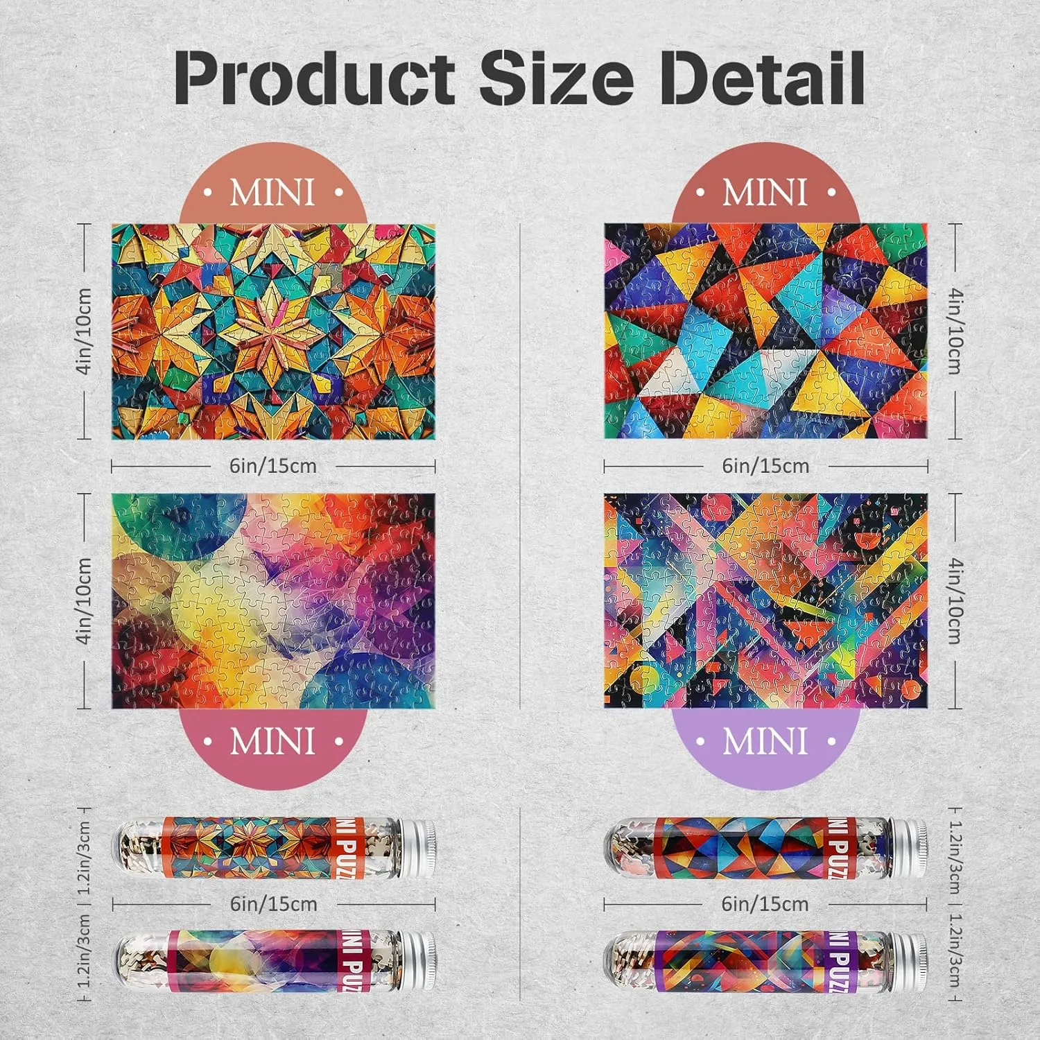 MISITU Small Jigsaw Puzzles for Adults Challenging Puzzle Small Puzzles Mini Jigsaw Puzzles for Adults 150 Pieces Micro Tiny Puzzels Abstract Art Puzzles Travel Puzzles 6 x 4 Inches, 4 Packs