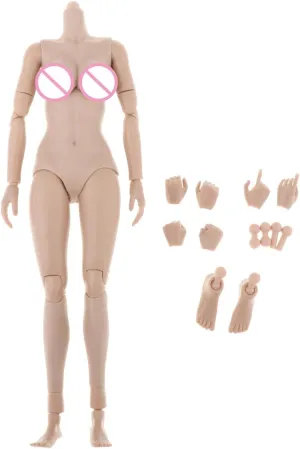 misppro 1/6 Scale Super Flexible Female Rude Body 12inch Action Figures Moveable Joints Dolls with Spare Hand & Feet