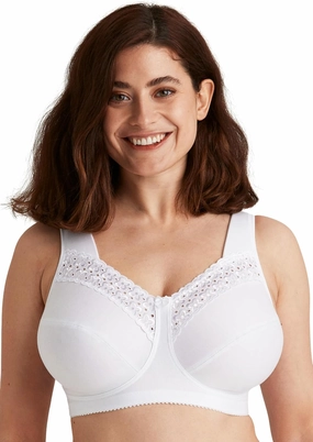 Miss Mary - Broderie Anglaise, Non Wired Bras for Women, Everyday Bras, Comfortable Cotton, Supportive with Full Coverage