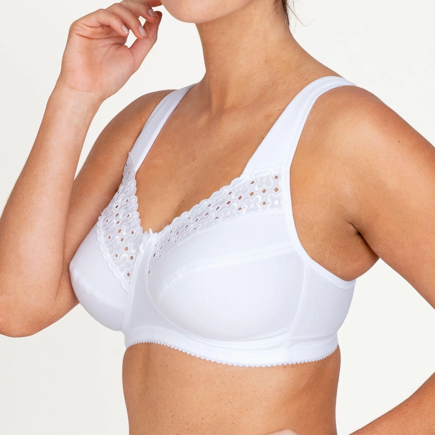Miss Mary - Broderie Anglaise, Non Wired Bras for Women, Everyday Bras, Comfortable Cotton, Supportive with Full Coverage