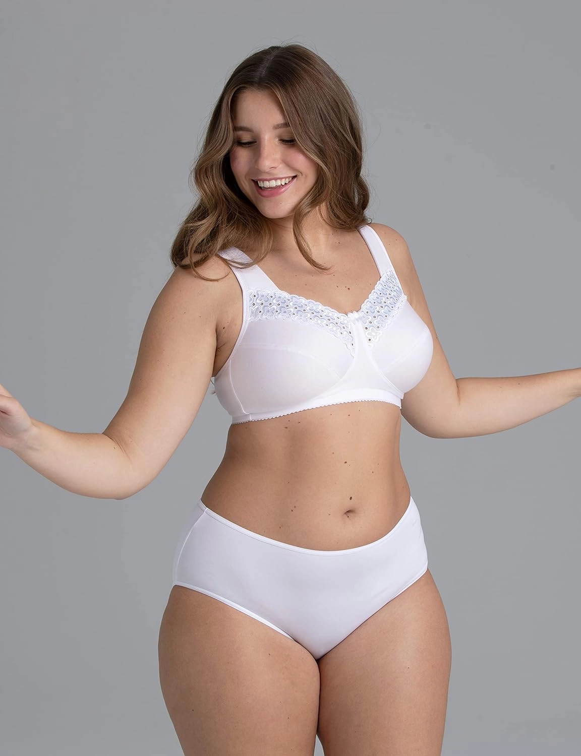 Miss Mary - Broderie Anglaise, Non Wired Bras for Women, Everyday Bras, Comfortable Cotton, Supportive with Full Coverage