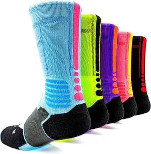 mitvr Basketball Socks - 5 Pack Compression Crew Socks for Boy, Girl, Men, Women