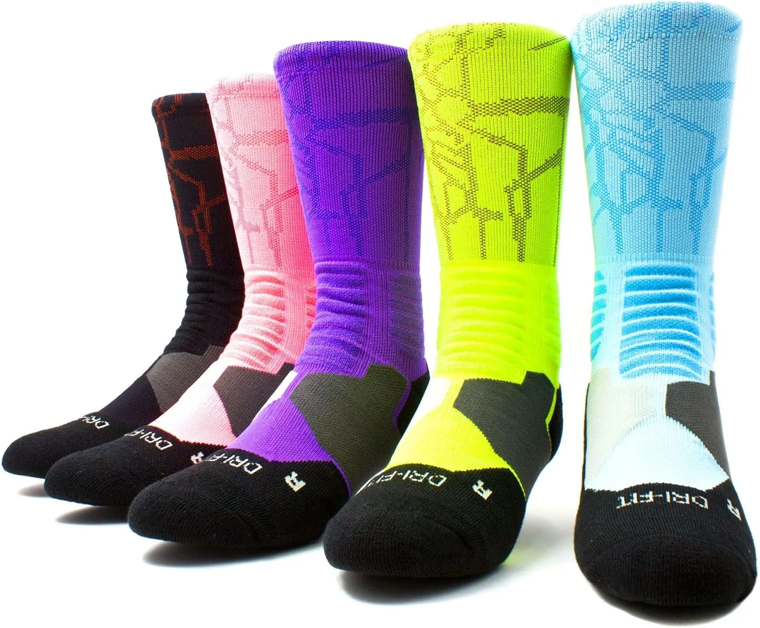 mitvr Basketball Socks - 5 Pack Compression Crew Socks for Boy, Girl, Men, Women