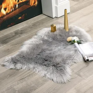 MIULEE Fluffy Rug Soft Shaggy Faux Fur Area Rug Luxury Plush Sheepskin Carpet for Bedroom Living Room Sofa Chair 2 x 3 Feet, Grey