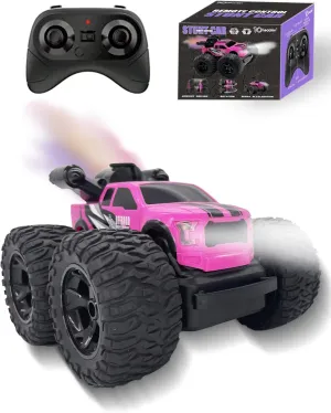 Monster Truck for Girls, Remote Control Car Toys, Pink RC Trucks With Spray Function, 4WD 360 Flips Rotating Car, Ideal Birthday for 3  Year Old Girls