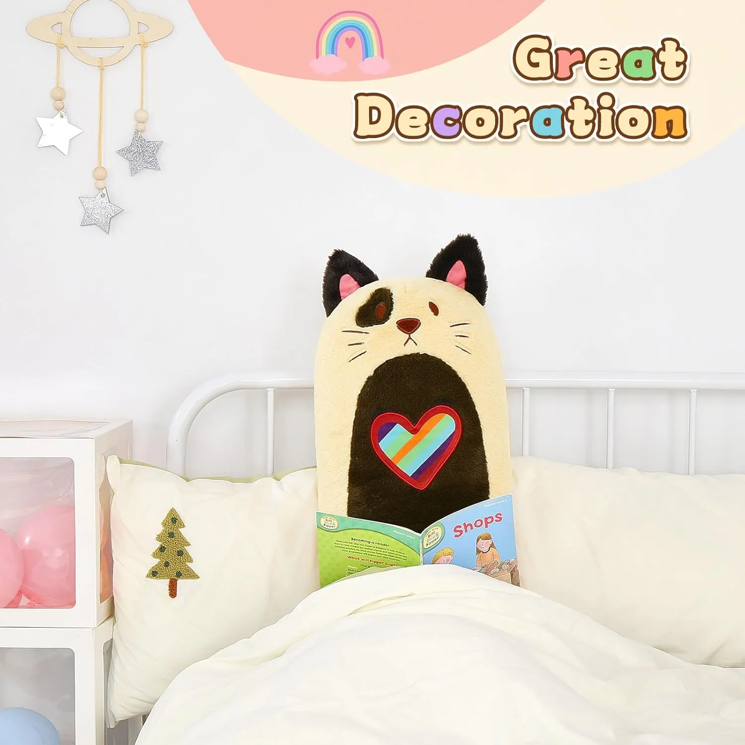 MorisMos Gaint Cat Plush Long Body Pillow, 43.3" Cat Stuffed Animal Cat Plushie Toy Big Soft Hugging Pillow