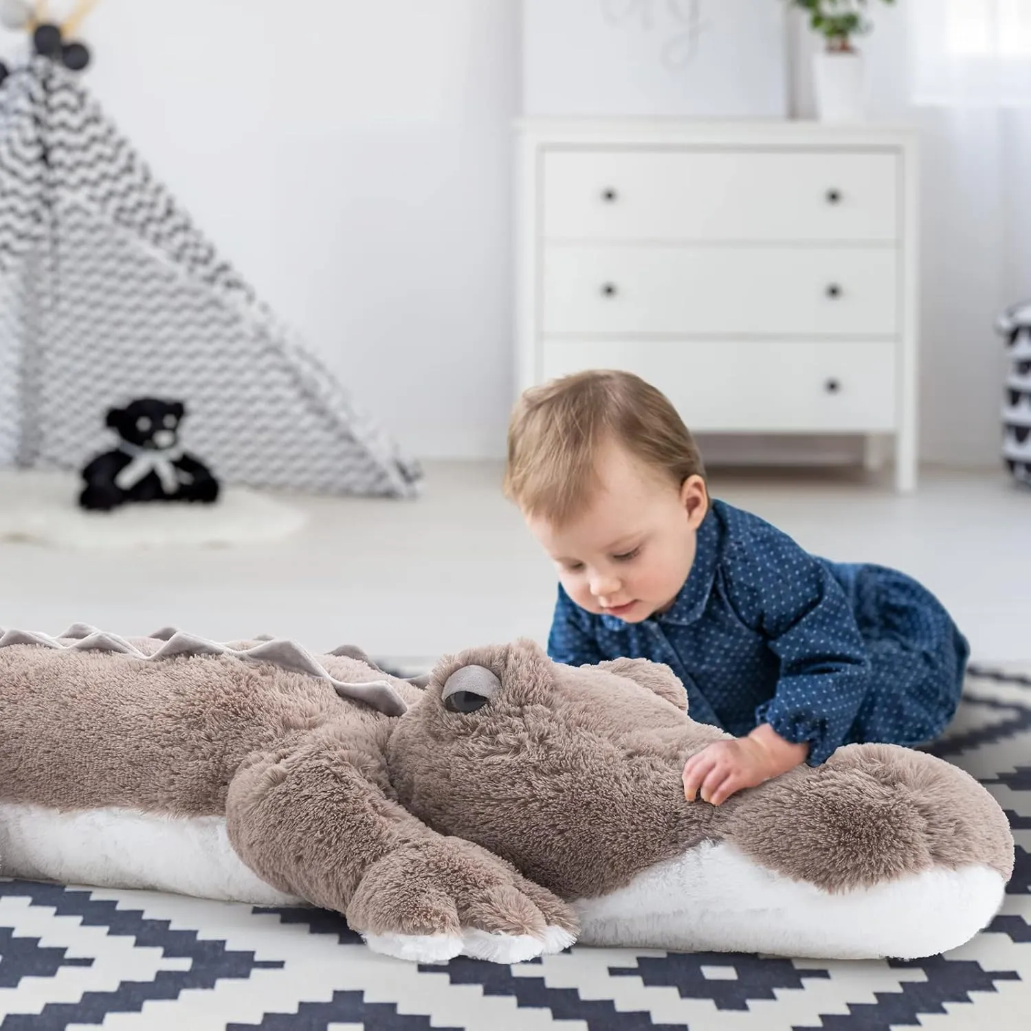 MorisMos Giant Alligator Stuffed Animal, 45 inch Soft Large Alligator Plush Toy, Big Stuffed Crocodile Gifts for Kids Boys Girls