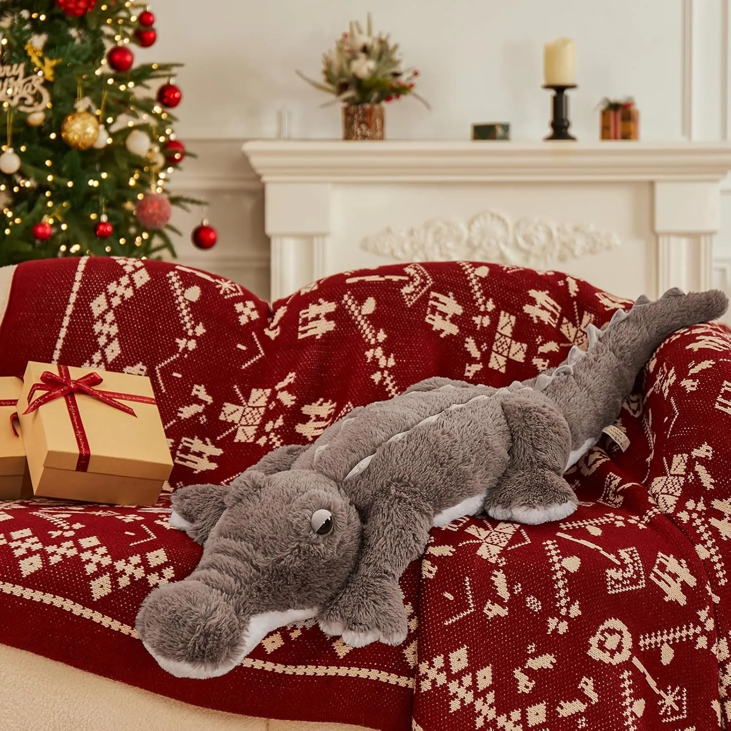 MorisMos Giant Alligator Stuffed Animal, 45 inch Soft Large Alligator Plush Toy, Big Stuffed Crocodile Gifts for Kids Boys Girls