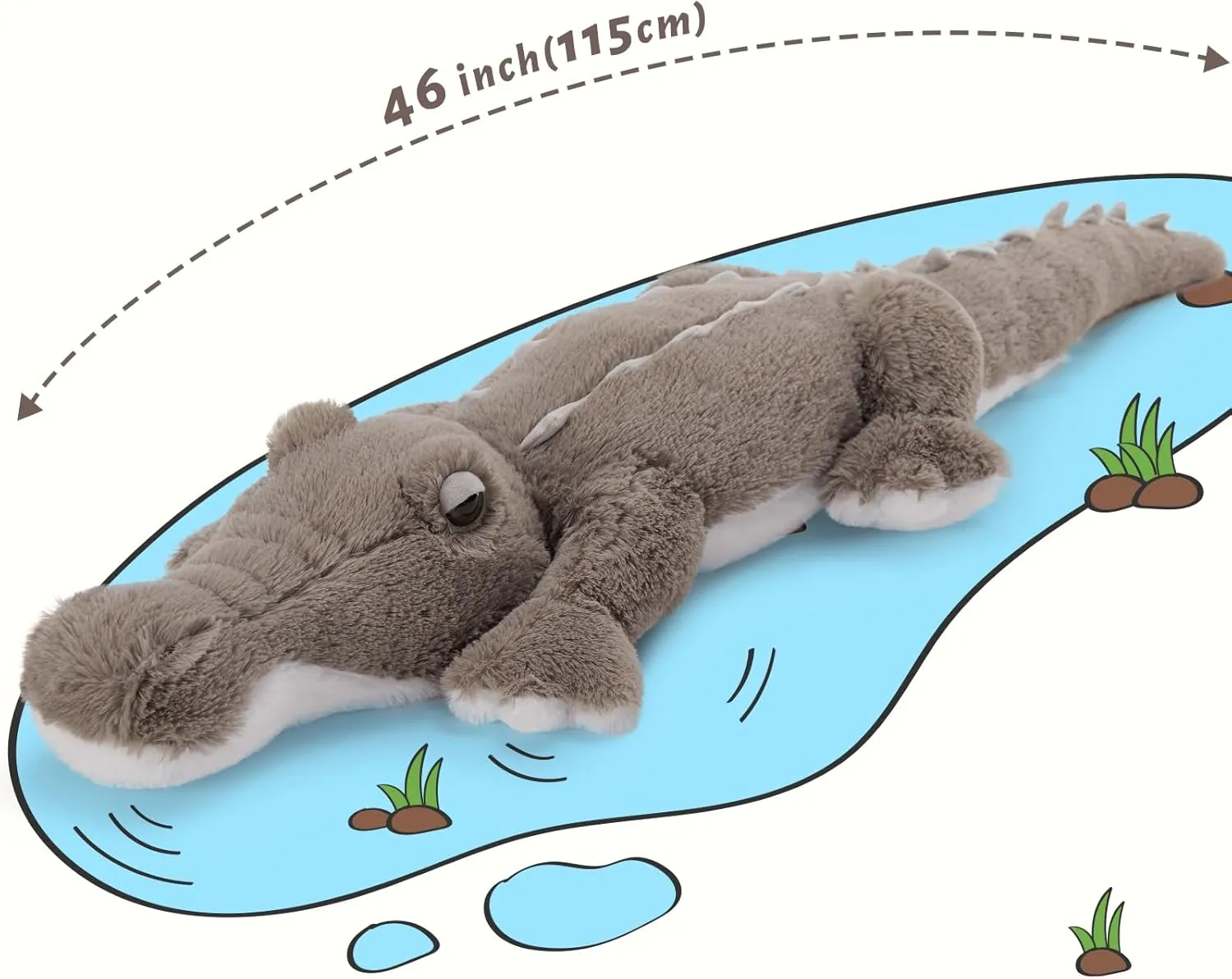 MorisMos Giant Alligator Stuffed Animal, 45 inch Soft Large Alligator Plush Toy, Big Stuffed Crocodile Gifts for Kids Boys Girls