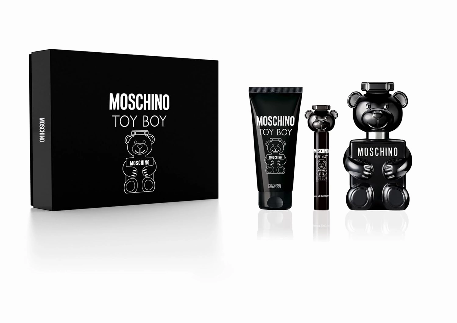 MOSCHINO Toy Boy 3 pcs Men's Perfume Gift Set - 3.4 Oz EDP Spray   3.4 Oz Shower Gel   10ml Mini EDP Travel Spray - HARD GIFT BOX SET