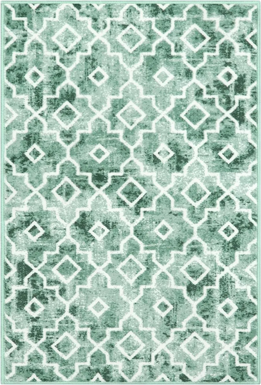 Moynesa Boho Moroccan Area Rug, 2x3 Modern Washable Rug for Entryway Kitchen Sink Rugs and Door Mats Non Skid, Low Profile Boho Small Bathroom Rug Entry Rugs Indoor Light Green