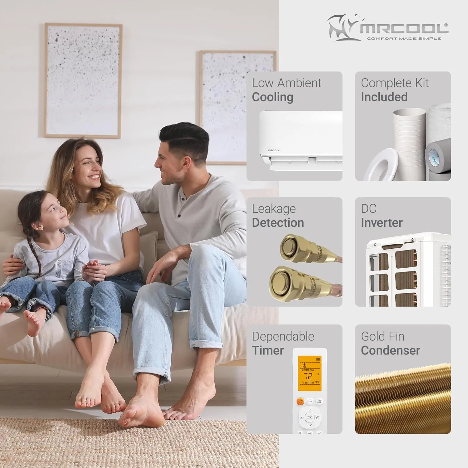 MRCOOL 9,000-BTU 115V Ductless Mini Split Air Conditioner & Heat Pump, AC/Heating System