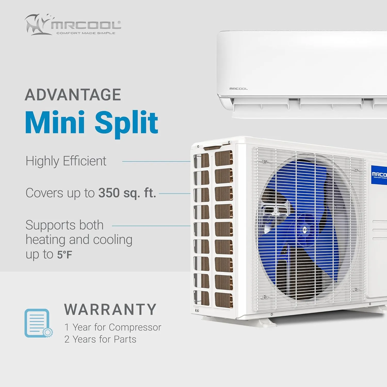 MRCOOL 9,000-BTU 115V Ductless Mini Split Air Conditioner & Heat Pump, AC/Heating System
