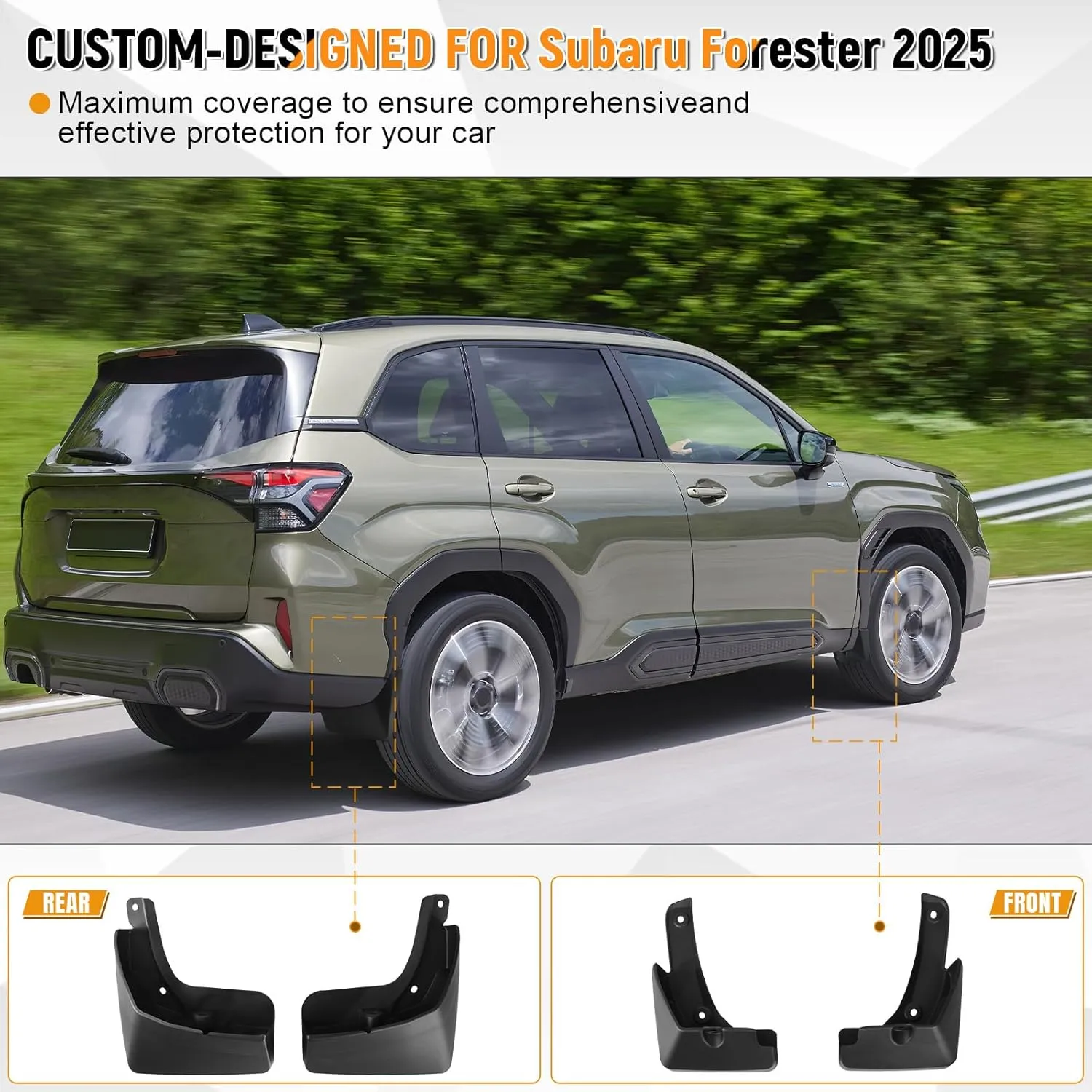 Mud Flaps Splash Guards for 2025 2026 Subaru Forester, Durable ABS Material, No-Drill Installation, Protects Against Mud, Rocks, and Debris, Front & Rear Fender Liner (4PCS)