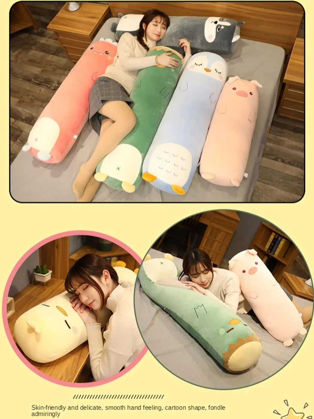 MUPI Husky Toy Figure Plush Pillow, 27 Inch, for Bed Kids Cuddle Pillow Animal Shaped Gift for Girlfriend or Boyfriend