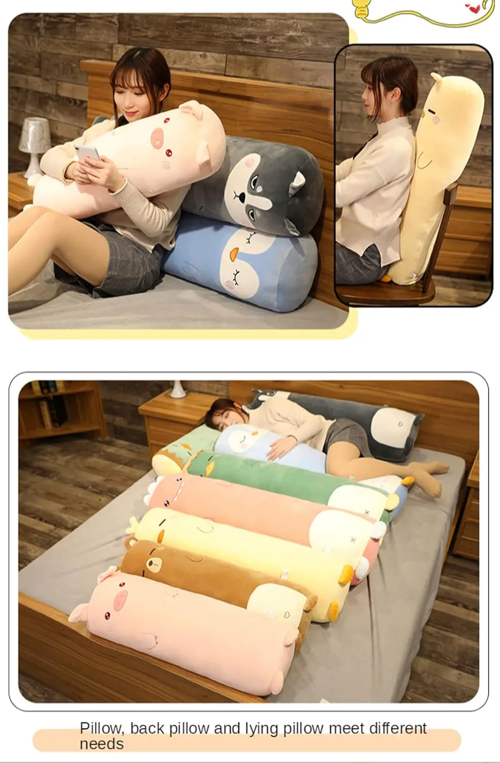 MUPI Husky Toy Figure Plush Pillow, 27 Inch, for Bed Kids Cuddle Pillow Animal Shaped Gift for Girlfriend or Boyfriend