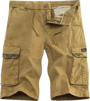 Muscularfit Elastic Waist Baggy Cargo Shorts Men 2024 Trendy Multi Pocket Cotton Shorts Lightweight Sport Workout Gym Shorts