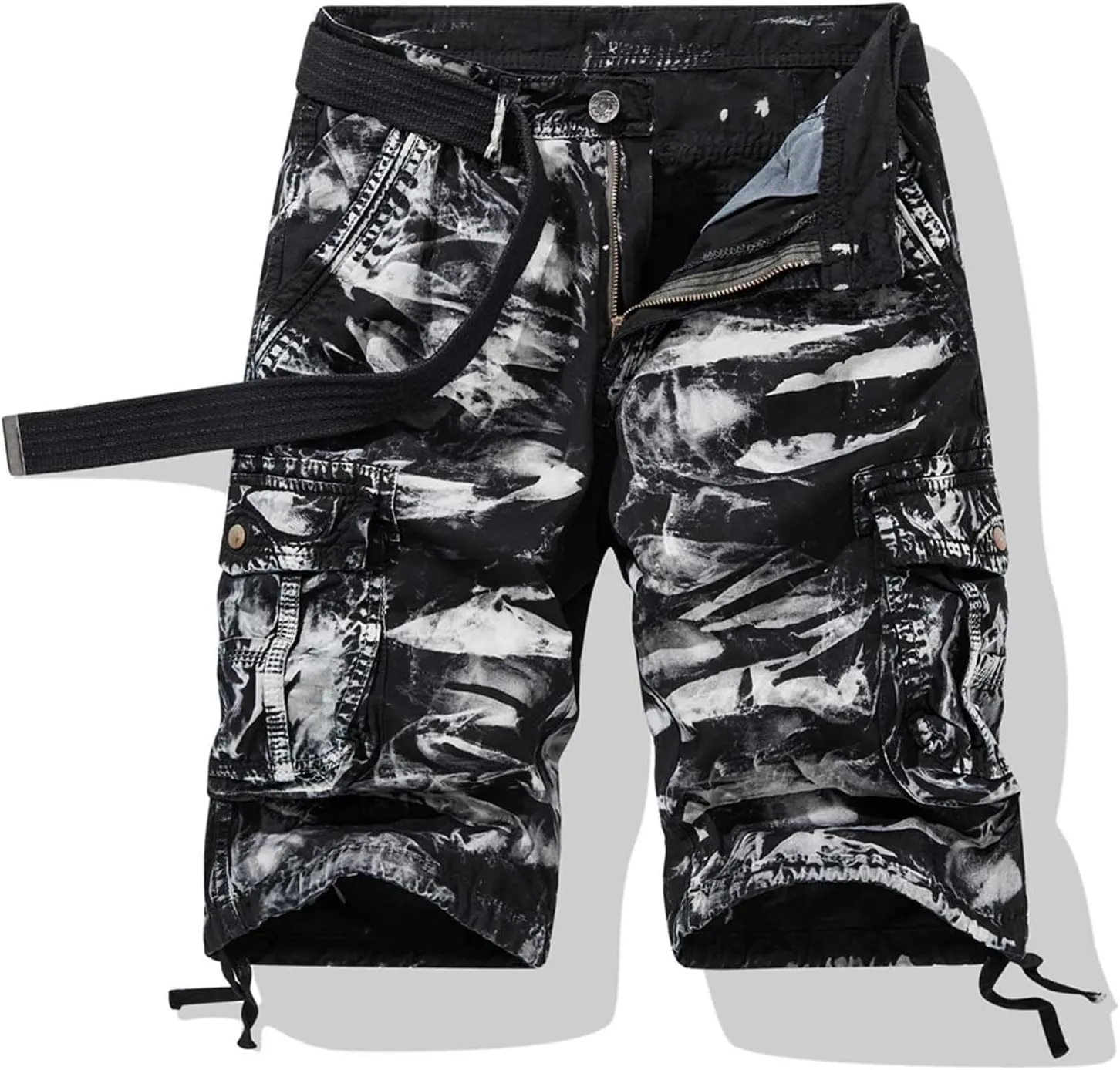 Muscularfit Graphic Shorts for Men Causal Multi Pocket Cargo Shorts Regular Fit Print Tooling Shorts Outdoor Athletic Shorts