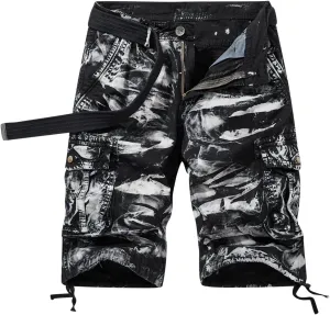 Muscularfit Graphic Shorts for Men Causal Multi Pocket Cargo Shorts Regular Fit Print Tooling Shorts Outdoor Athletic Shorts
