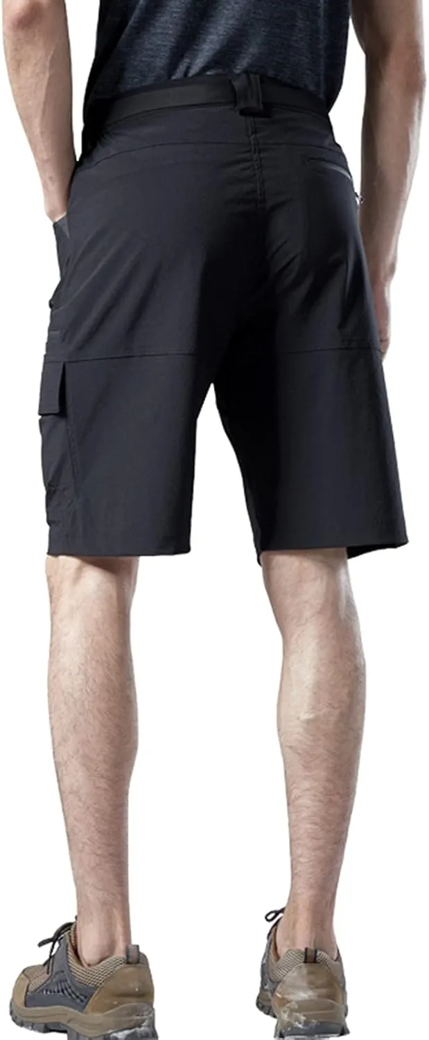 Muscularfit Mens Big and Tall Shorts Elastic Waist Multi Pocket Cargo Shorts Casual Summer Solid Tooling Shorts Athletic Pant