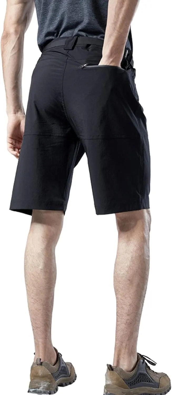 Muscularfit Mens Big and Tall Shorts Elastic Waist Multi Pocket Cargo Shorts Casual Summer Solid Tooling Shorts Athletic Pant