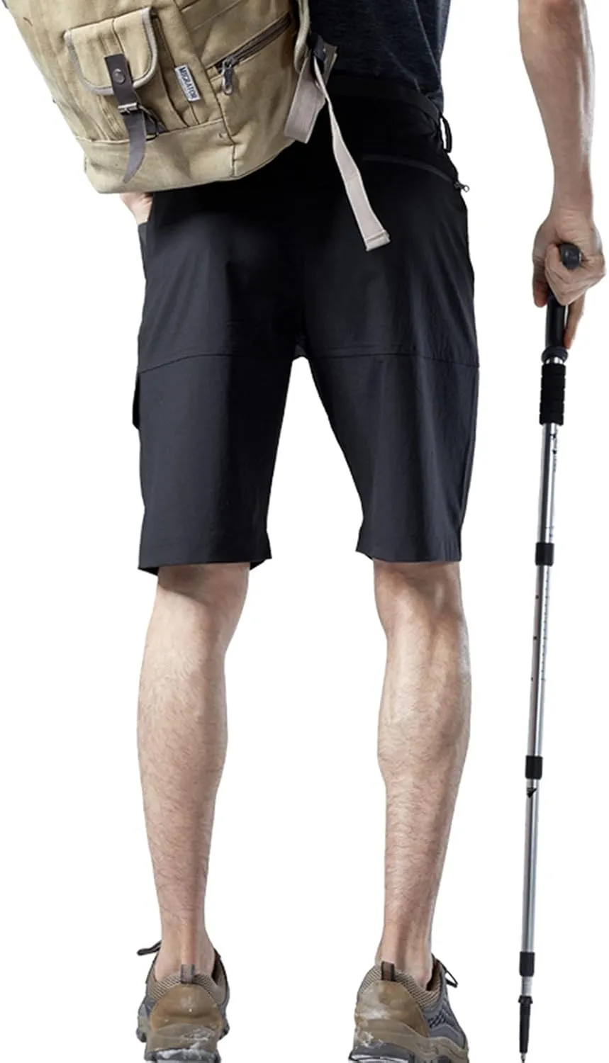 Muscularfit Mens Big and Tall Shorts Elastic Waist Multi Pocket Cargo Shorts Casual Summer Solid Tooling Shorts Athletic Pant