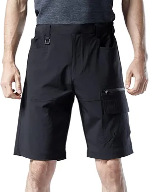 Muscularfit Mens Big and Tall Shorts Elastic Waist Multi Pocket Cargo Shorts Casual Summer Solid Tooling Shorts Athletic Pant