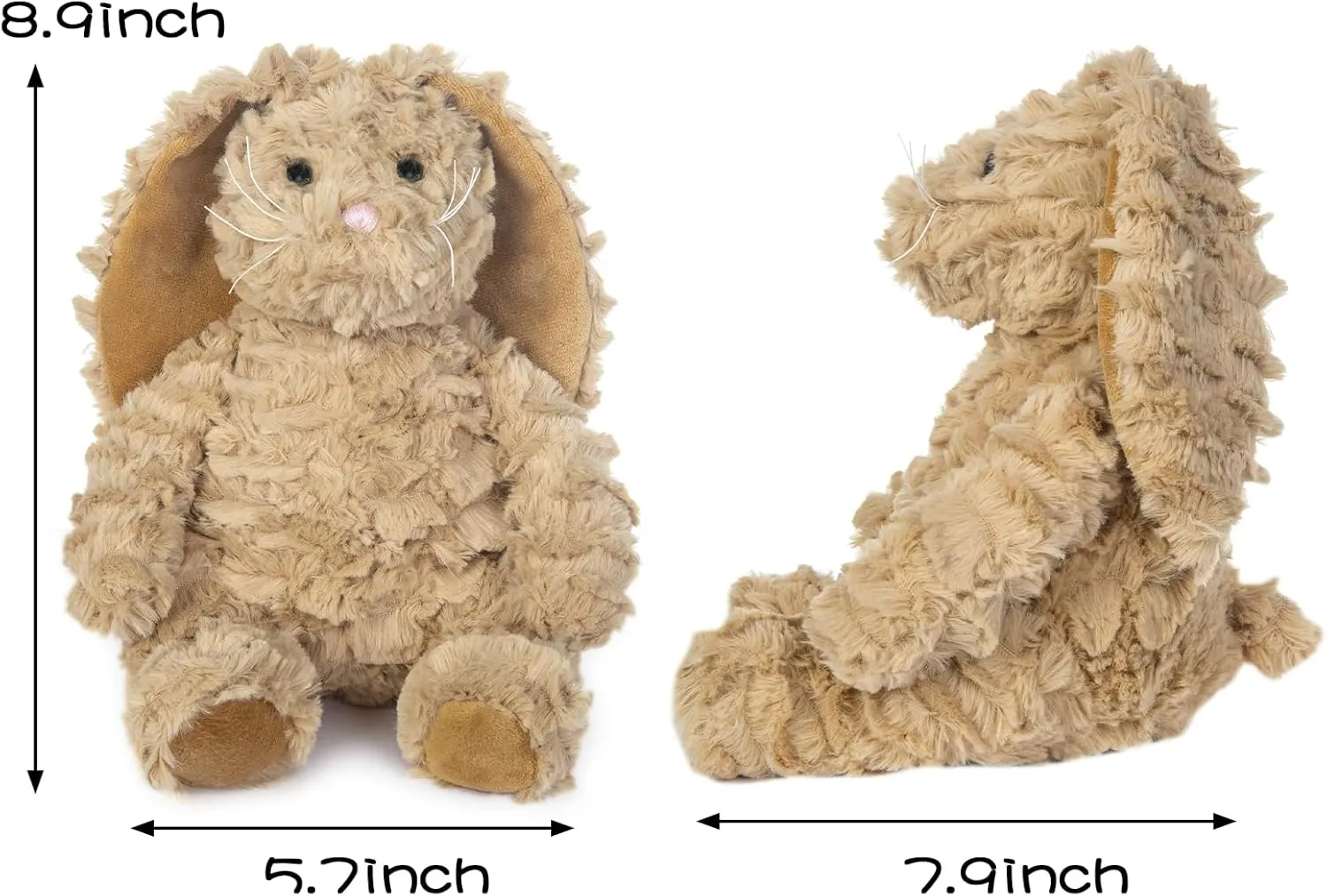 My OLi Stuffed Bunny Animal 11in Plush Rabbit with Floppy Ear Bedtime Friend Soft Toy Gifts for Girls Boys Kids, Brown