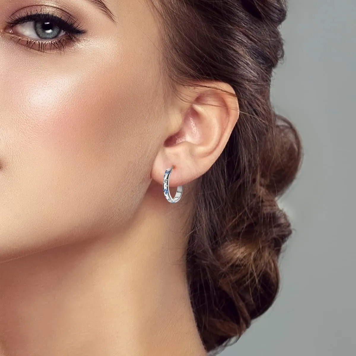 NARMO 925 Sterling Silver Hoop Earrings Heart Hoop Earings for Women U Shaped Hoop Earrings Colorful Cubic Zirconia Large Big Hoops Various Hypoallergenic Hoop Earrings