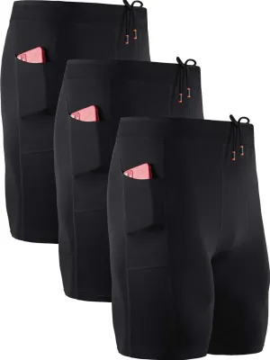 NELEUS Men's 3 Pack Running Compression Shorts with Pockets