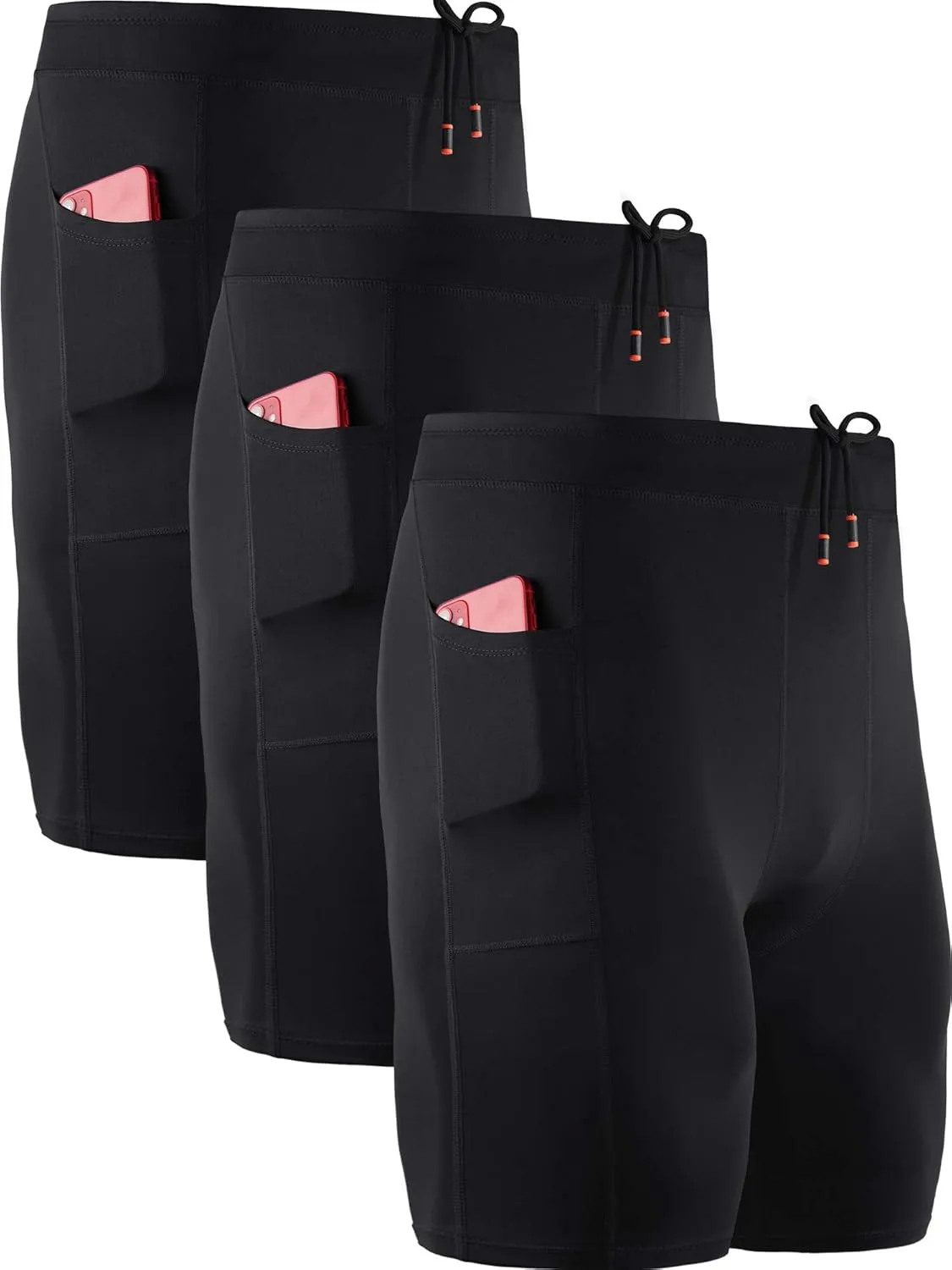 NELEUS Men's 3 Pack Running Compression Shorts with Pockets