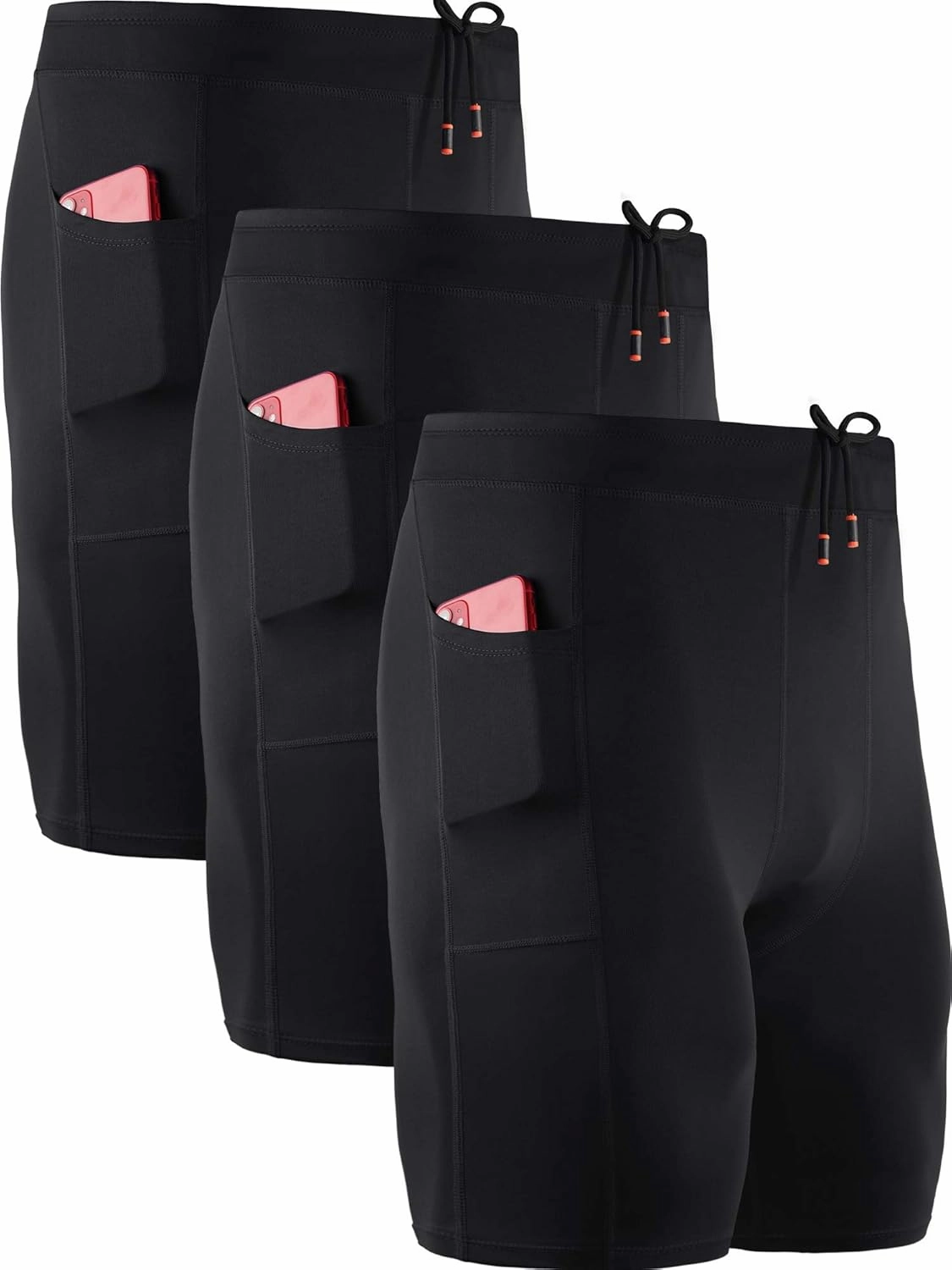 NELEUS Men's 3 Pack Running Compression Shorts with Pockets