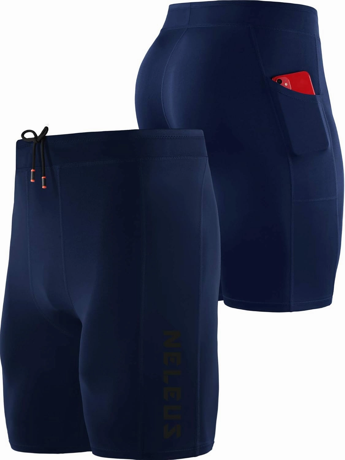 NELEUS Men's 3 Pack Running Compression Shorts with Pockets