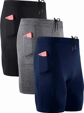 NELEUS Men's 3 Pack Running Compression Shorts with Pockets