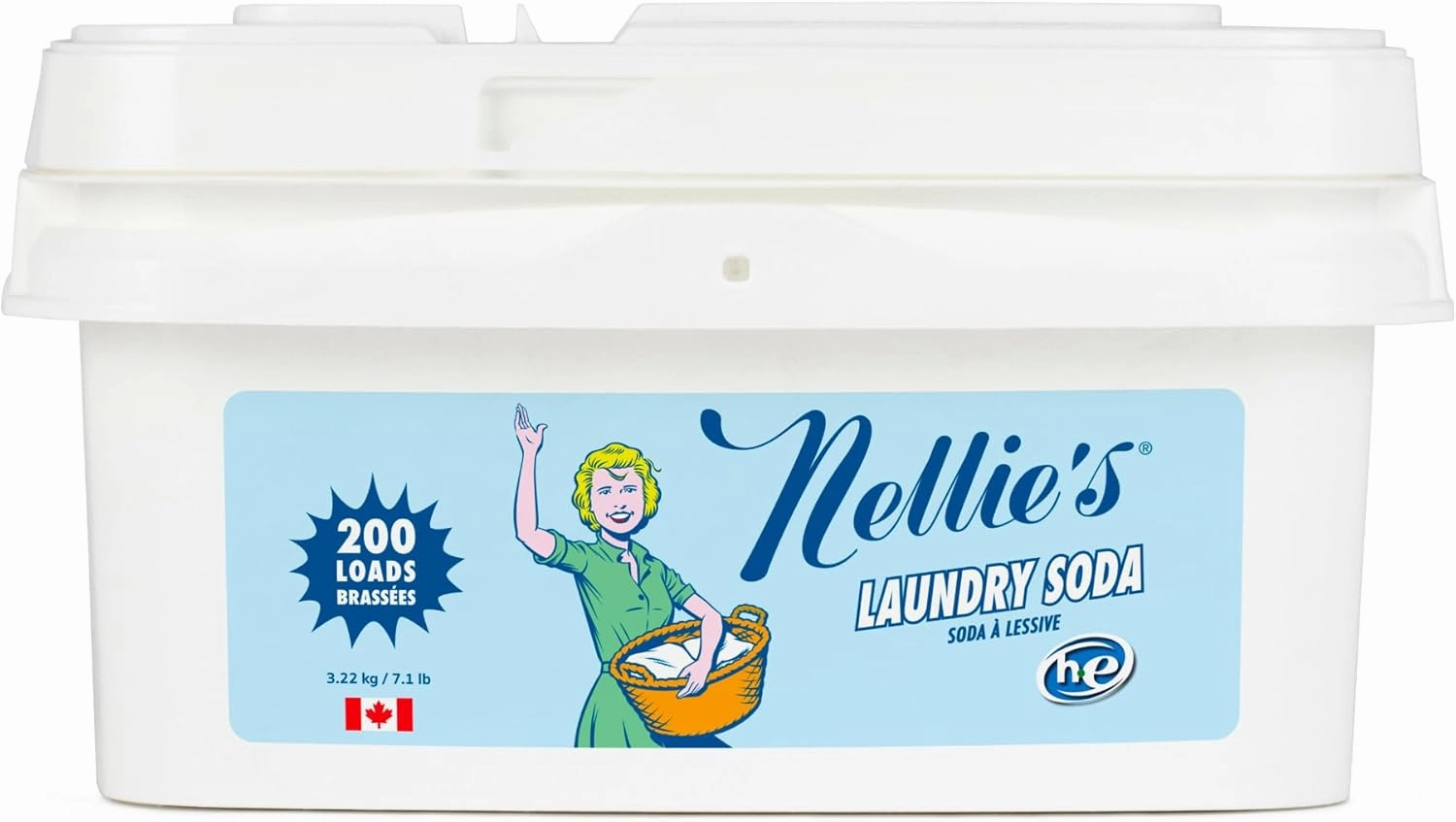 Nellie's Laundry Soda - Concentrated Laundry Detergent Powder - 200 Loads - Gentle on Skin and Environment - Fragrance-Free - (Made in Canada)