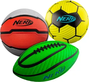 Nerf Mini Foam Sports Ball Set - Foam Football, Soccer Ball   Basketball Set Soft Foam Sports Set for Kids