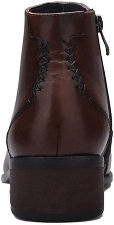 New Ankle Boots for Men Mens Pointed Zip High Top Boots Office Party Business Holiday for Club Genuine Leather The First Layer of Cowhide
