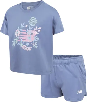 New Balance Girls' Active Shorts Set - 2 Piece Short Sleeve Performance T-Shirt and Fleece Shorts (Size: 7-16)