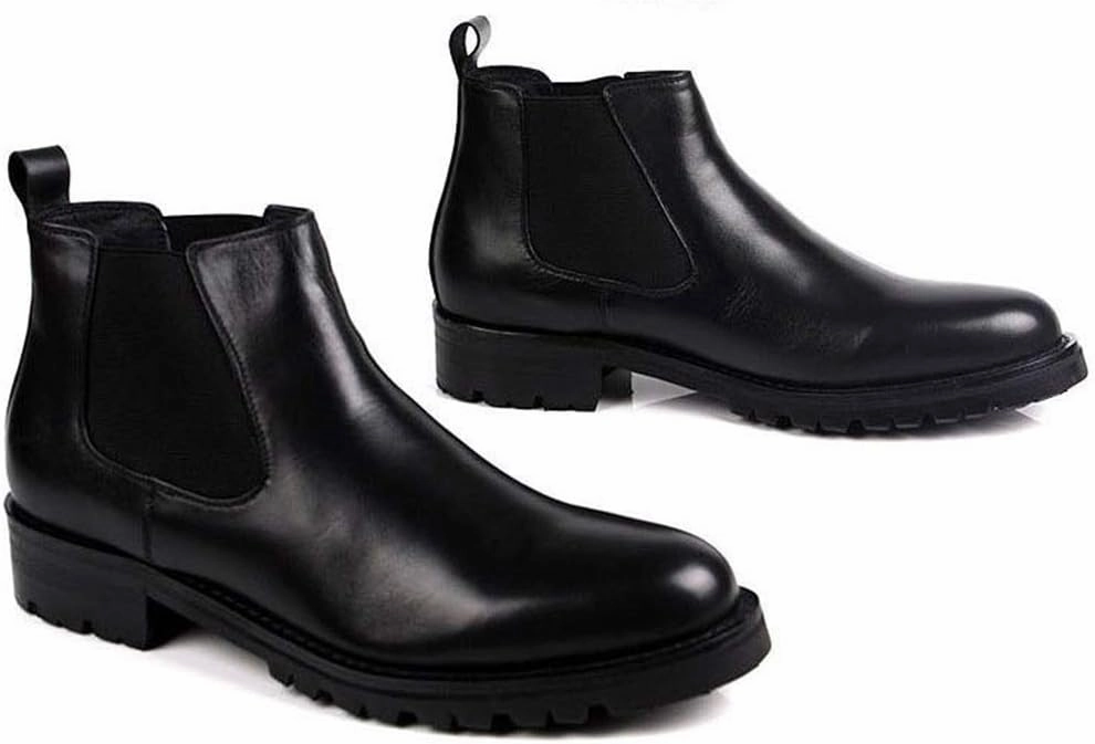 NEW Ankle Boots For Men Black Heel Round Toe Chelsea Boots for Men Club For Office The First Layer Of Cowhide Pure Leather