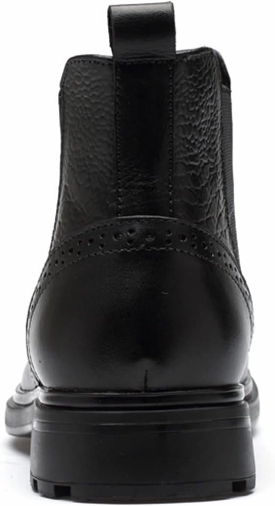 New Chelsea Boots For Men Elastic Bandage Carved Brogue Win Tip Crocodile Print Cowhide Leather Anti-slip Wearable Non Waterproof Formal Classic Slip On