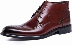 NEW For Men Ankle Boots Mens Lace Up Low Heel Ankle Boots Party Holiday Club Office Show For Business The First Layer Of Cowhide Pure Leather