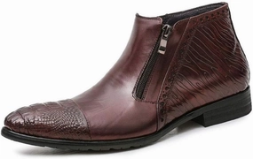 NEW Men Ankle Boots Mens Pointed Captoe Zip Ankle Boots Office Club Show Business For Party The First Layer Of Cowhide Pure Genuine Leather