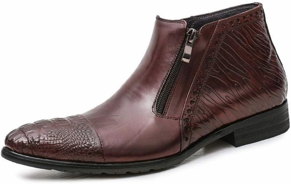 NEW Men Ankle Boots Mens Pointed Captoe Zip Ankle Boots Office Club Show Business For Party The First Layer Of Cowhide Pure Genuine Leather