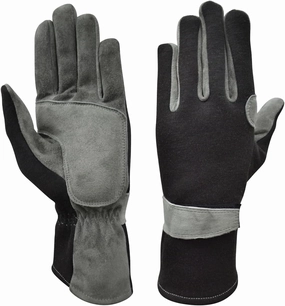 New Nomex & Leather Car Racing Gloves, Fire Retardant, Driving, Flying, Pilot, Gloves for Race Car Drivers, Flame Resistant Motorsport Gloves, Black and Grey