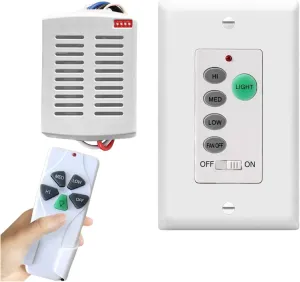 Nexete Universal Ceiling Fan and Light Remote Control Kit,3 Speed,Light Dimmer,in-Wall Switch & Mini Receiver for Hampton Bay Hunter Westinghouse(Remote & Mini Receiver  Handheld Remote)