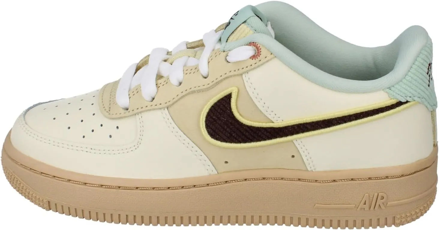 Nike Air Force 1 LV8 Big Kids' Shoes (HQ3473-122, Coconut Milk/Sesame/Seafoam/Baroque Brown)