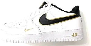 NIKE Air Force 1 LV8 Grade School Lifestyle Shoe (White/Gold), 5.5Y