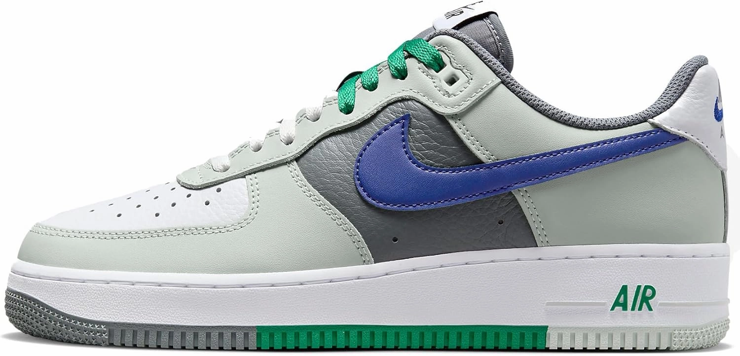 Nike Air Force 1 LV8 Big Kids' Shoes (FB9035-001, Light Silver/White/Smoke Grey/Deep Royal Blue) Size 7