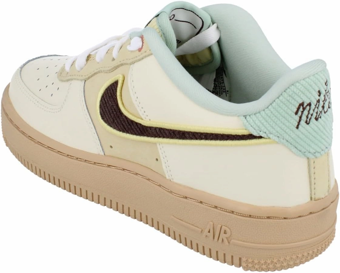 Nike Air Force 1 LV8 Big Kids' Shoes (HQ3473-122, Coconut Milk/Sesame/Seafoam/Baroque Brown)